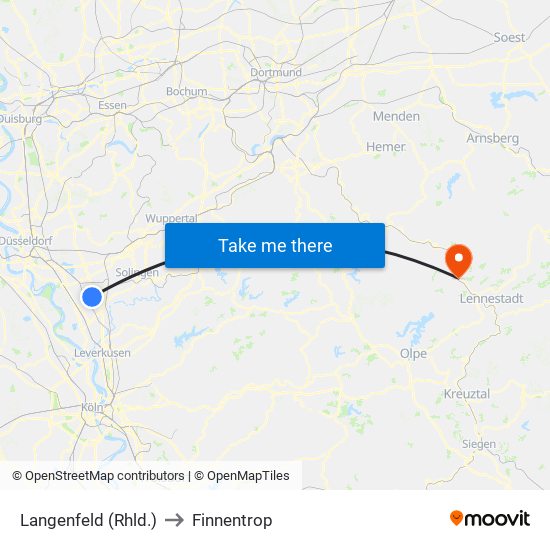 Langenfeld (Rhld.) to Finnentrop map