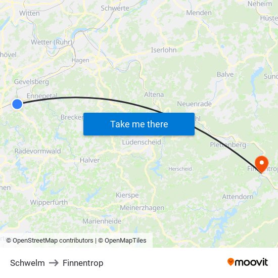 Schwelm to Finnentrop map