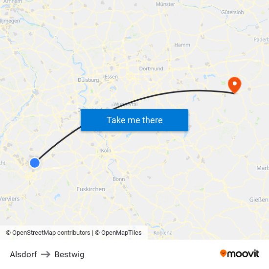 Alsdorf to Bestwig map