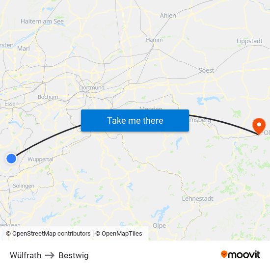 Wülfrath to Bestwig map