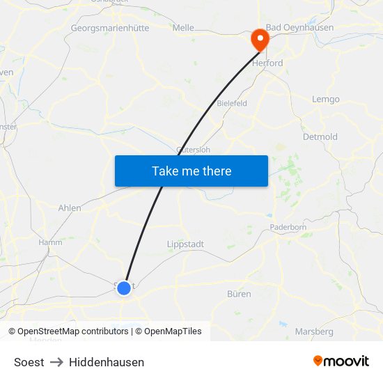 Soest to Hiddenhausen map