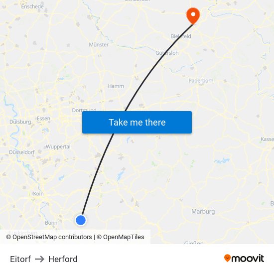 Eitorf to Herford map