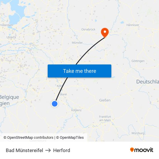 Bad Münstereifel to Herford map