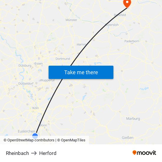 Rheinbach to Herford map