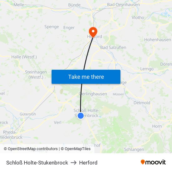 Schloß Holte-Stukenbrock to Herford map