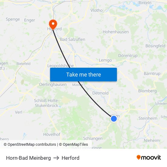 Horn-Bad Meinberg to Herford map