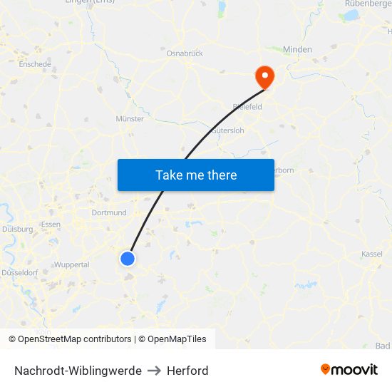 Nachrodt-Wiblingwerde to Herford map