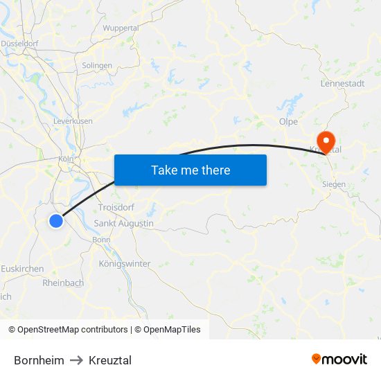 Bornheim to Kreuztal map