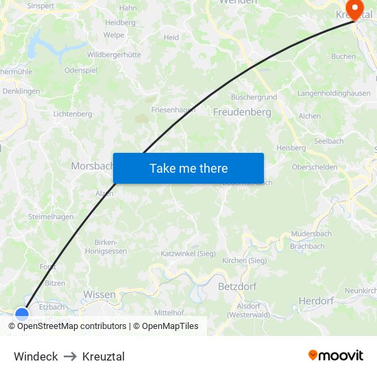 Windeck to Kreuztal map