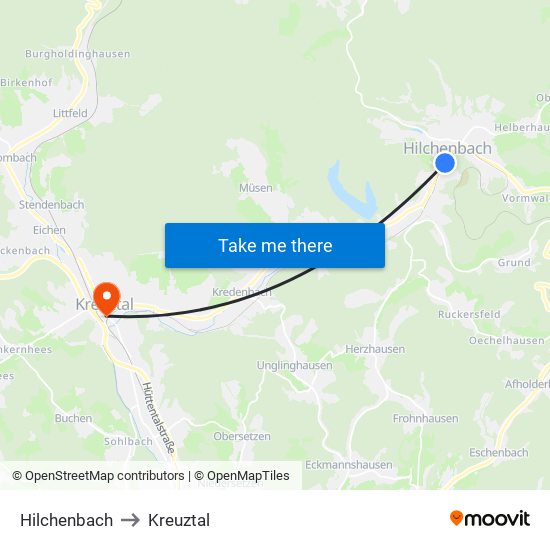 Hilchenbach to Kreuztal map