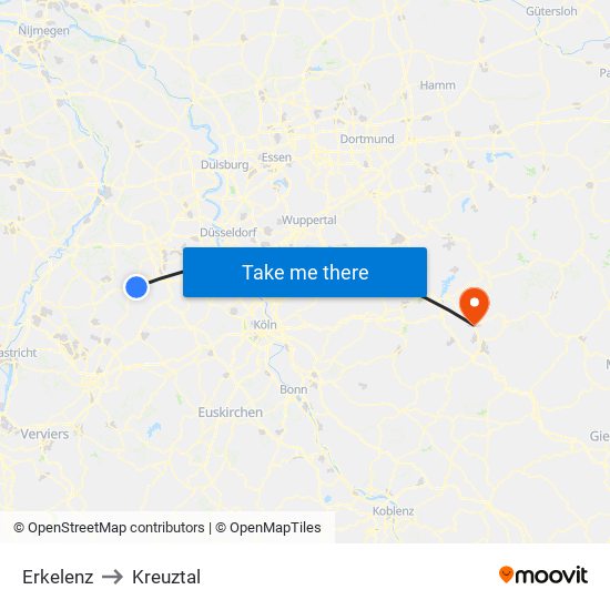 Erkelenz to Kreuztal map