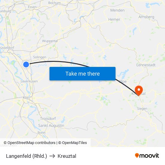 Langenfeld (Rhld.) to Kreuztal map