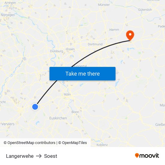 Langerwehe to Soest map