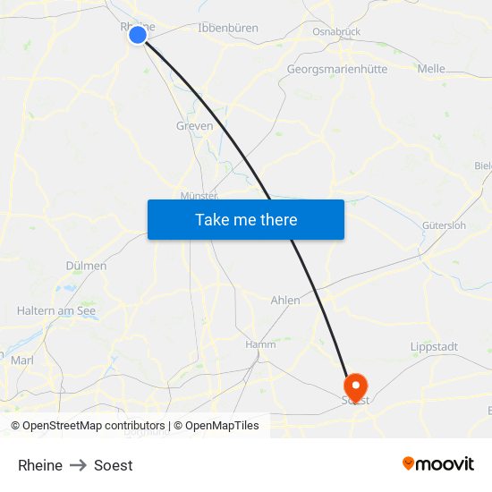 Rheine to Soest map