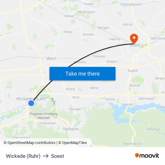 Wickede (Ruhr) to Soest map