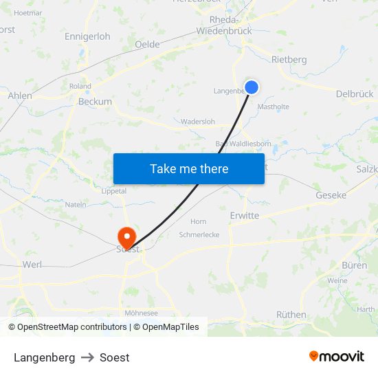 Langenberg to Soest map