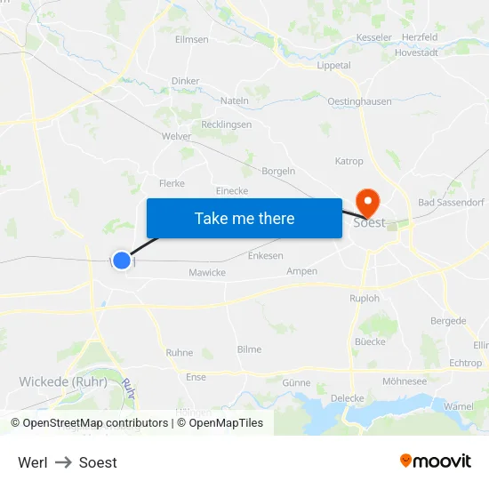 Werl to Soest map