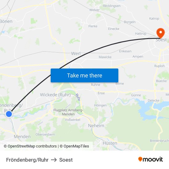 Fröndenberg/Ruhr to Soest map