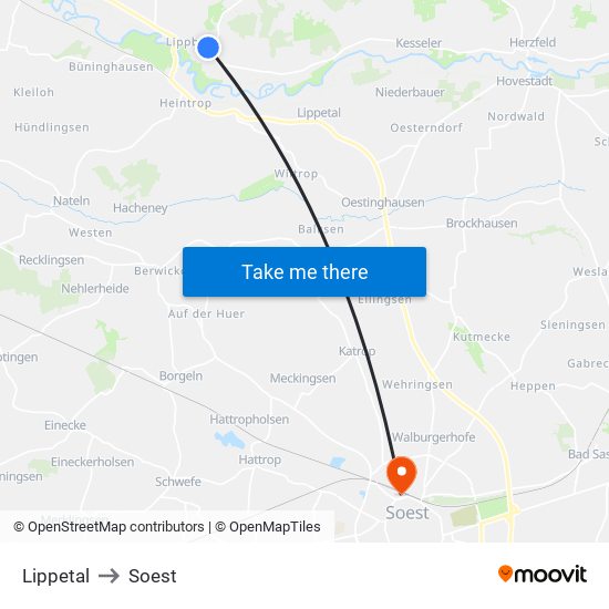 Lippetal to Soest map