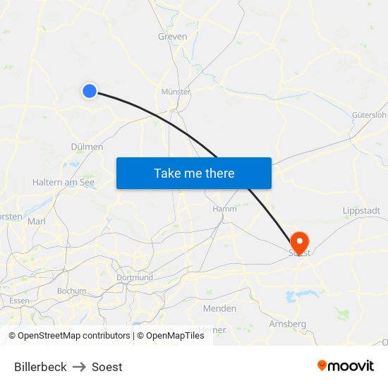 Billerbeck to Soest map