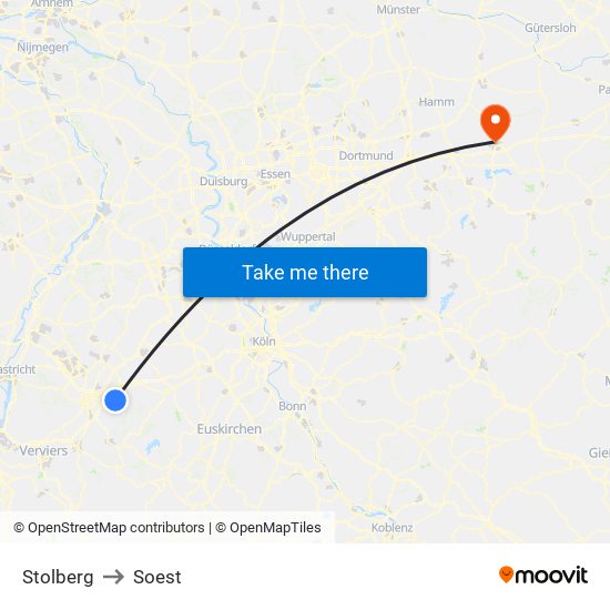 Stolberg to Soest map