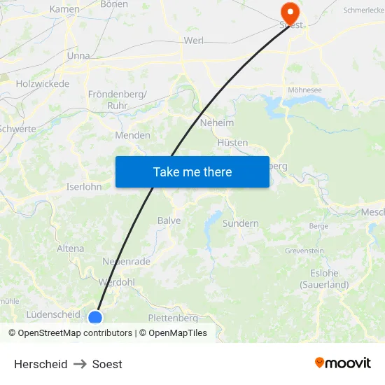 Herscheid to Soest map