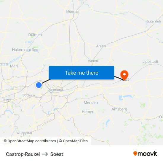 Castrop-Rauxel to Soest map