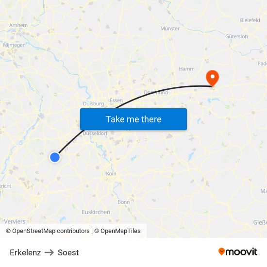 Erkelenz to Soest map