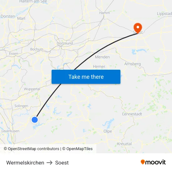 Wermelskirchen to Soest map