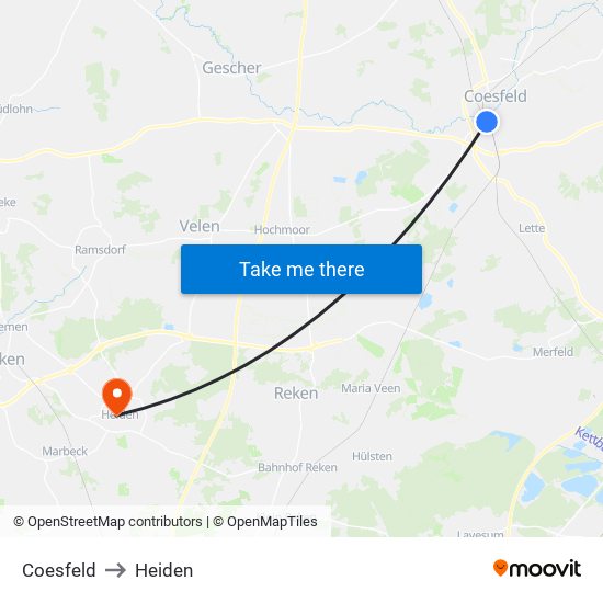 Coesfeld to Heiden map