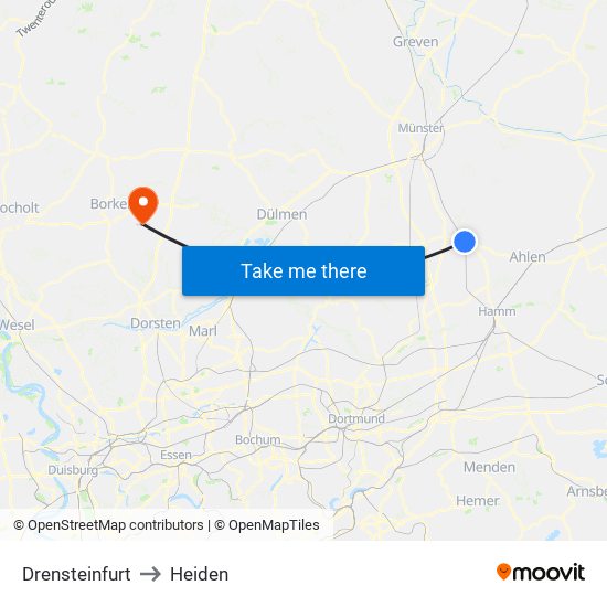 Drensteinfurt to Heiden map