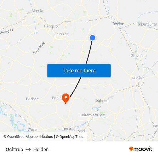 Ochtrup to Heiden map
