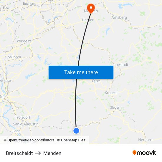 Breitscheidt to Menden map