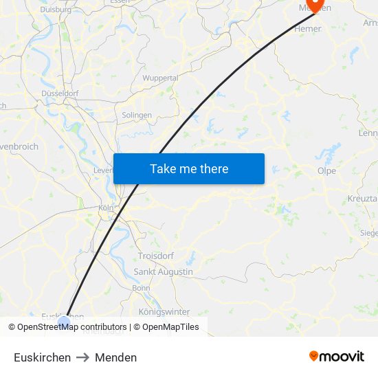 Euskirchen to Menden map