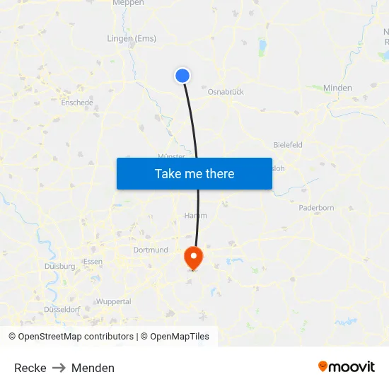 Recke to Menden map