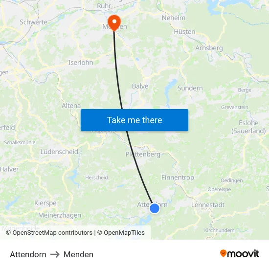 Attendorn to Menden map