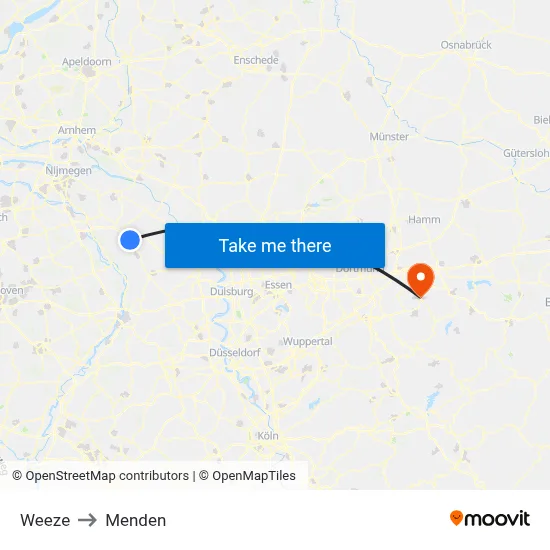 Weeze to Menden map