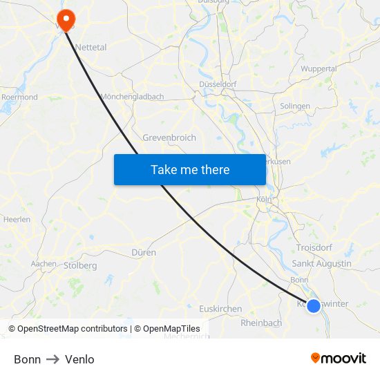 Bonn to Venlo map