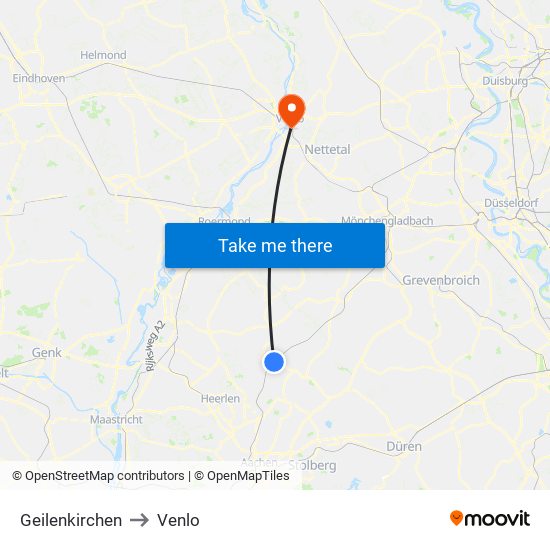 Geilenkirchen to Venlo map