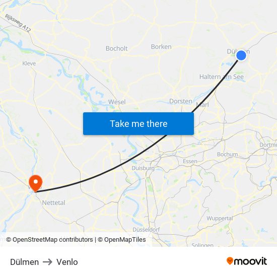 Dülmen to Venlo map