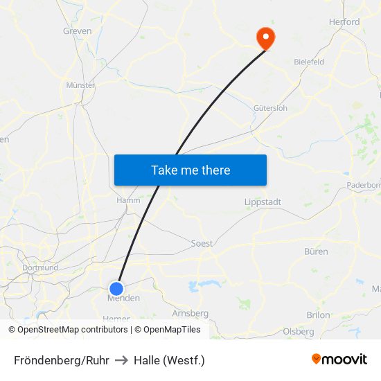 Fröndenberg/Ruhr to Halle (Westf.) map