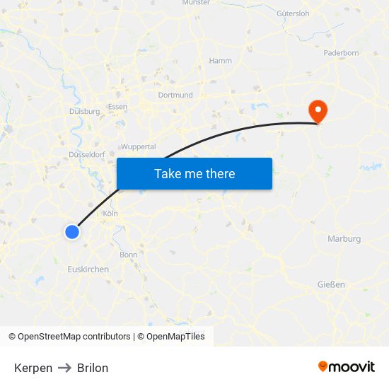 Kerpen to Brilon map