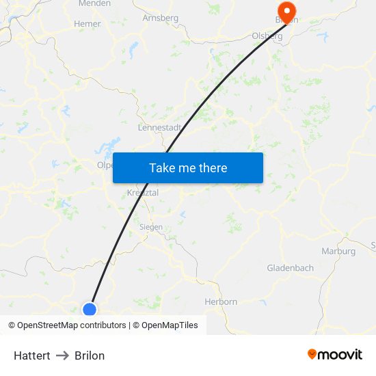 Hattert to Brilon map