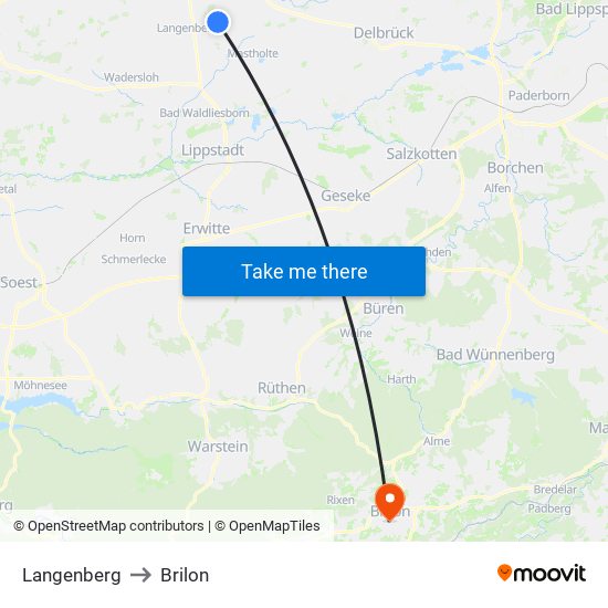 Langenberg to Brilon map