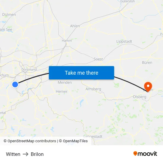 Witten to Brilon map