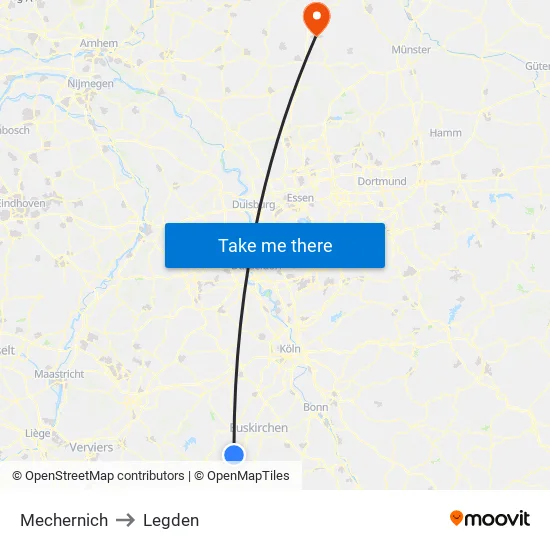 Mechernich to Legden map