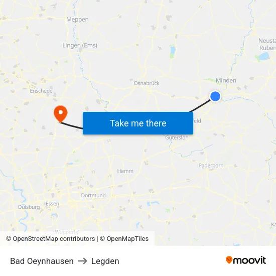 Bad Oeynhausen to Legden map