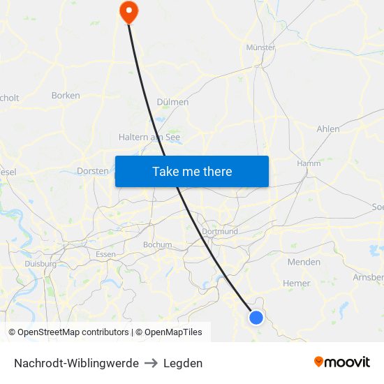 Nachrodt-Wiblingwerde to Legden map