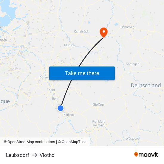 Leubsdorf to Vlotho map