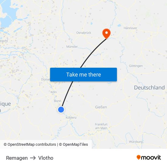 Remagen to Vlotho map